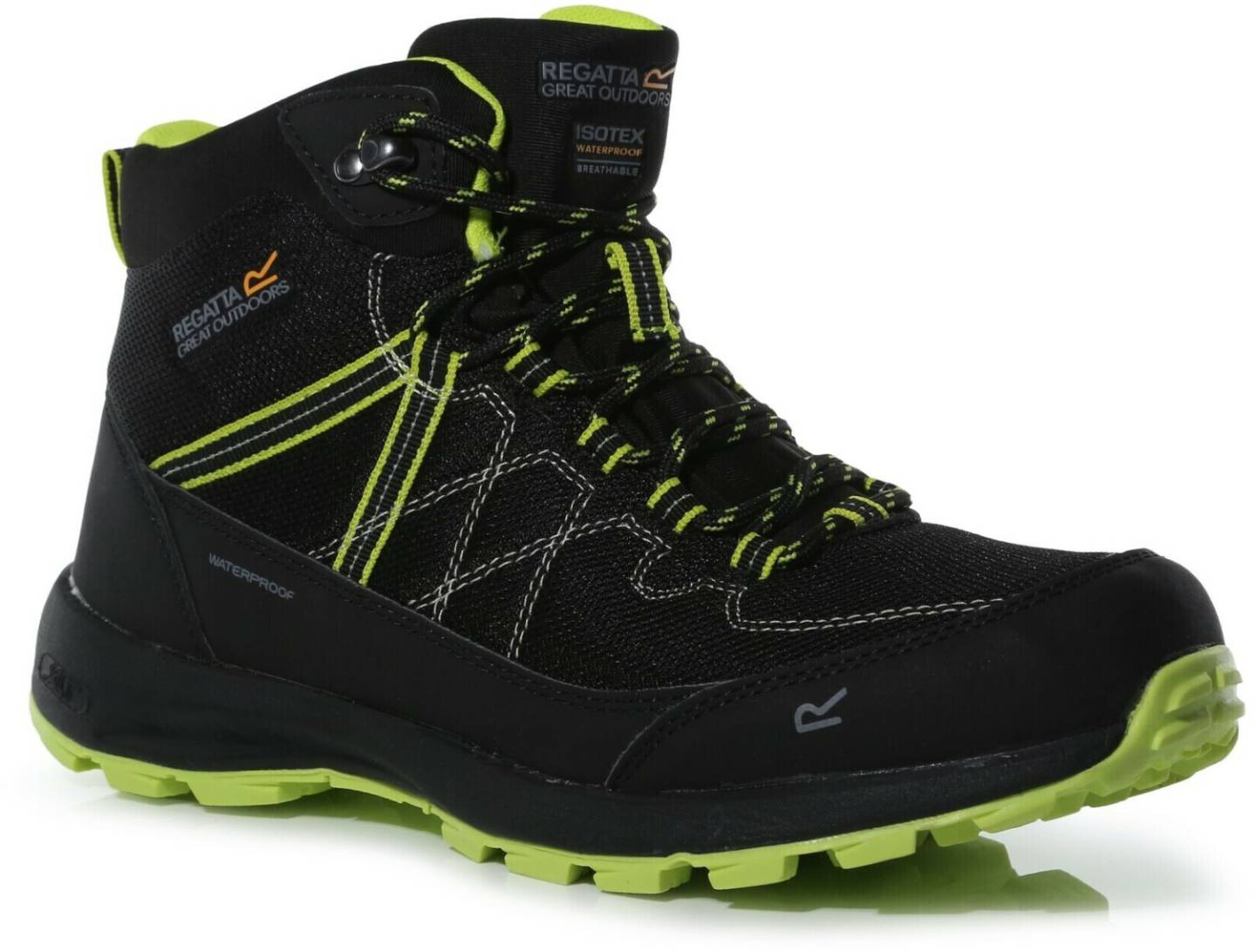 Regatta Men's Samaris Lite Waterproof Mid Walking Shoes(RMF700_689) black/lime punch Outdoorbekleidung